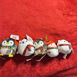 Set of 5 Festive Holiday Plush Ornaments or Bag Charms. NWT